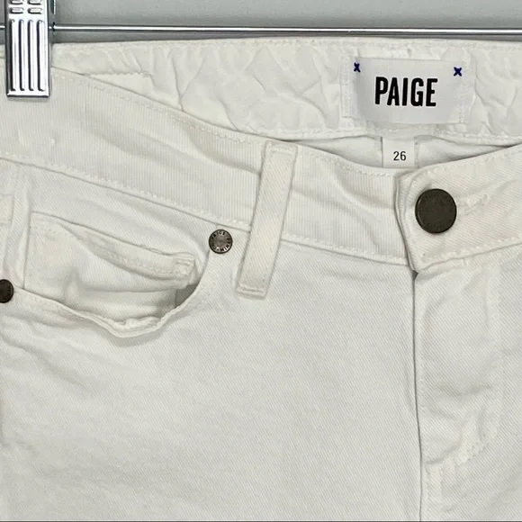 Paige Skyline Crop Skinny Jeans Optic White 26 - Picture 5 of 13
